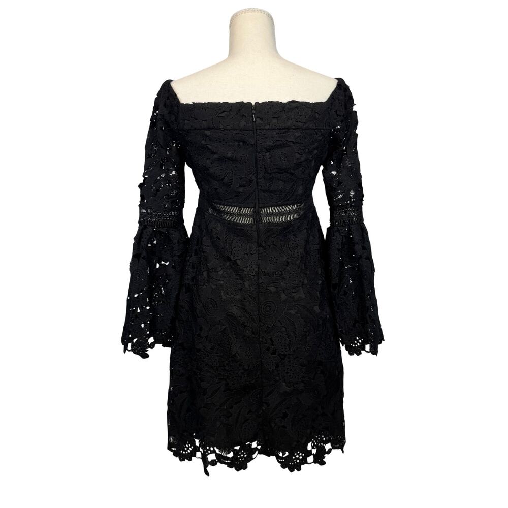 Cynthia Rowley Wild Flower Lace Mini Dress Black Women's 2 Coquette Whimsigoth - Picture 4 of 16
